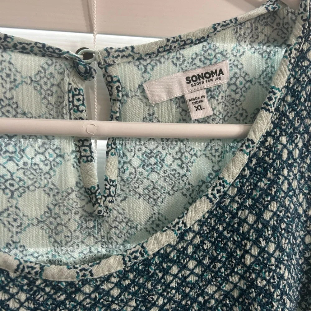 Sonoma Teal Sleeveless Printed Tank Top - Picture 2 of 2